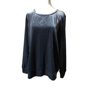 Entro Women's Small Long Sleeve Open Back Gray Velour Pullover Tie Back Shirt